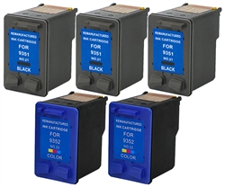 HP 21, 22 #140 Compatible 5-Pack Ink Cartridges (3-Black, 2-Color) $62.00
