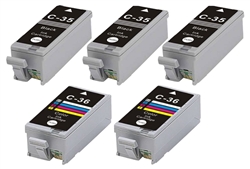 Canon PIXMA iP100 5-Pack Combo Compatible Ink (3 PGi-35 Black, 2 CLi-36 Color) $25.65