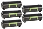 Lexmark MX510, MX511, MX610, MX611 5-Pack Compatible High Yield 10,000 Page Toners 60F1H00 $480.00
