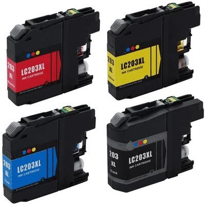 Brother LC203XL High Yield Compatible 4-Pack Ink Cartridge Set $4.42 each ($17.68) Free Shipping
